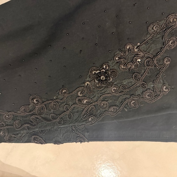 NWOT BLACK JEANS FROM VARIATIONS WITH LACE & BEADING - Picture 4 of 8